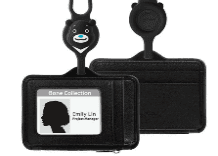 頸掛識別證套-熊讚-真皮黑
