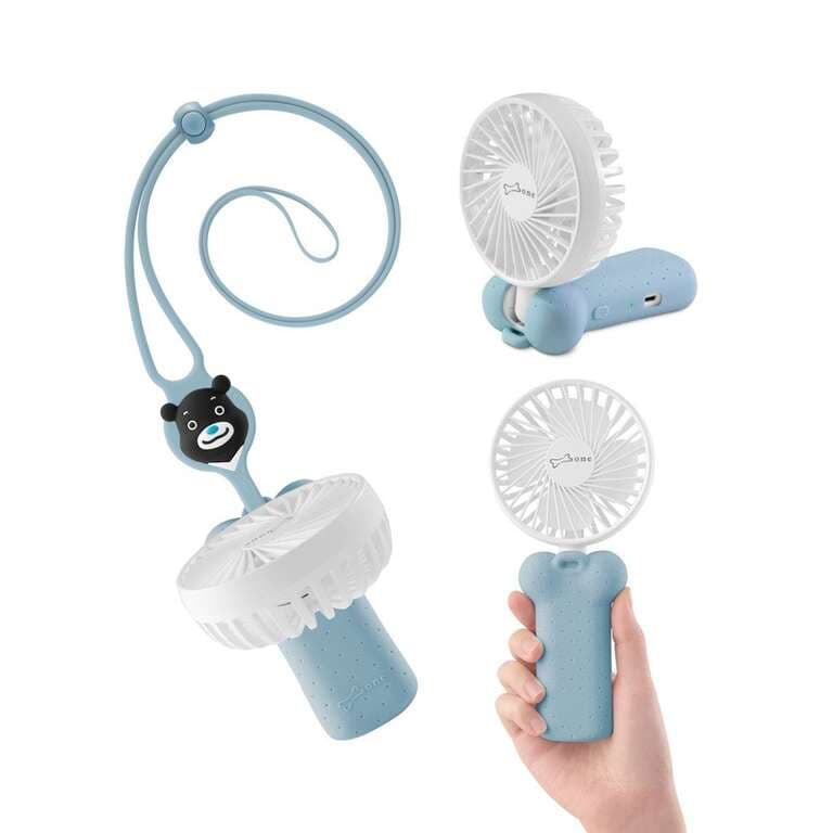 頸掛折疊三用風扇-熊讚-蒂芙尼藍